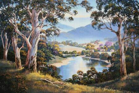 cross stitch pattern Spring Morning, Ovens Valley (Large)