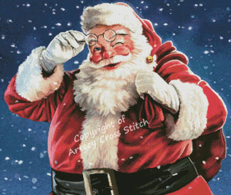 cross stitch pattern Santa Wink 2