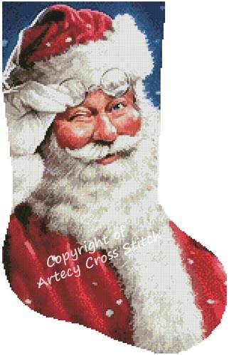 cross stitch pattern Santa Wink Stocking (Right)