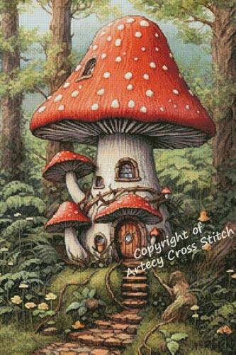 cross stitch pattern Toadstool House 1