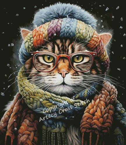 cross stitch pattern Winter Kitty (Large)