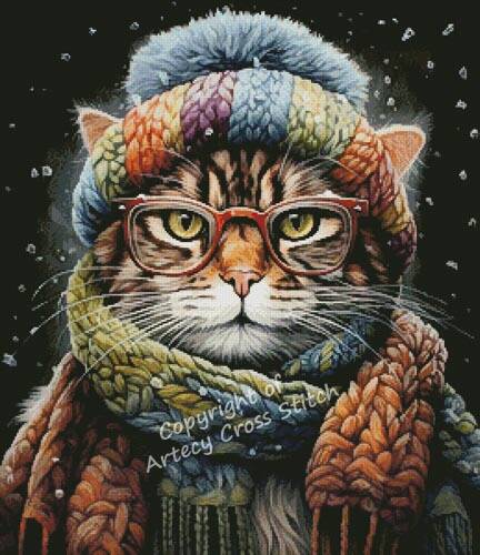 cross stitch pattern Winter Kitty