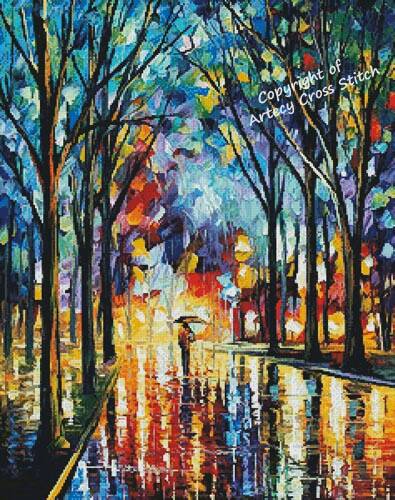 cross stitch pattern Winter Alley