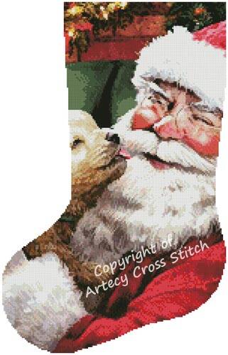 cross stitch pattern Warm Wet Nose Stocking (Left)