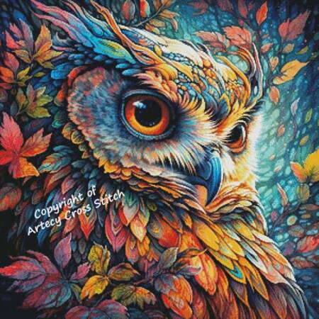 cross stitch pattern Colourful Abstract Owl