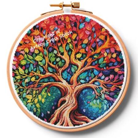 cross stitch pattern Colourful Tree Hoop (Extra Large)