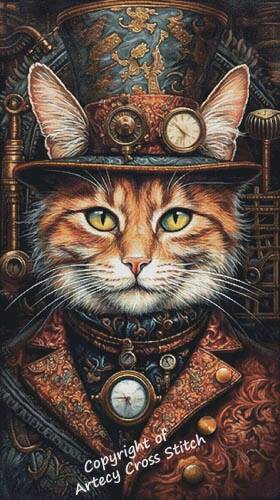 cross stitch pattern Elegant Steampunk Cat (Large)