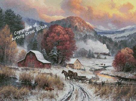 cross stitch pattern Fence Mending