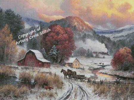 cross stitch pattern Fence Mending (Large)