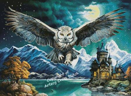 cross stitch pattern Flight of a Night Owl