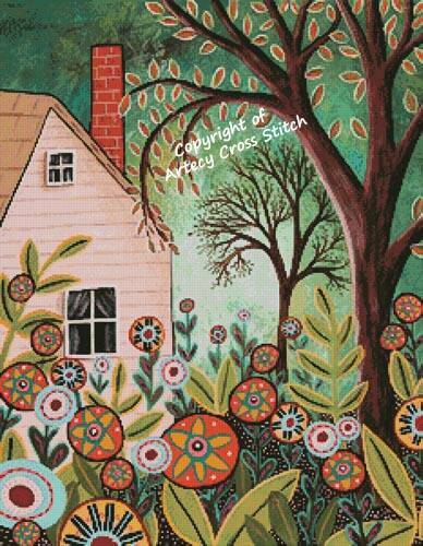 cross stitch pattern Garden and Cottage