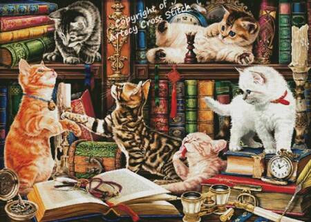 cross stitch pattern Library Kittens (Large)