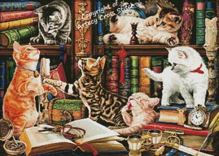 cross stitch pattern Library Kittens