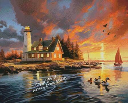 cross stitch pattern Lighthouse Inlet