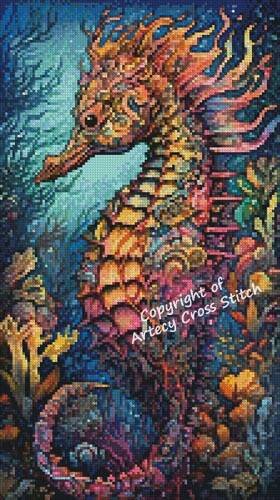cross stitch pattern Mini Colourful Abstract Seahorse