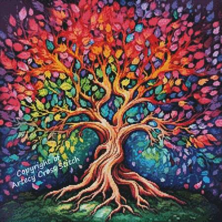 cross stitch pattern Mini Colourful Tree