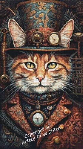 cross stitch pattern Mini Elegant Steampunk Cat