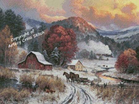 cross stitch pattern Mini Fence Mending