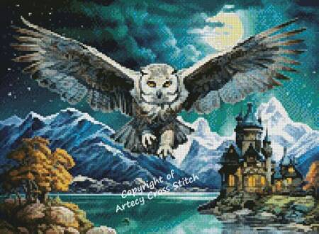 cross stitch pattern Mini Flight of a Night Owl