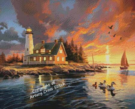 cross stitch pattern Mini Lighthouse Inlet