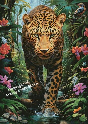 cross stitch pattern Mysterious Leopard (Large)