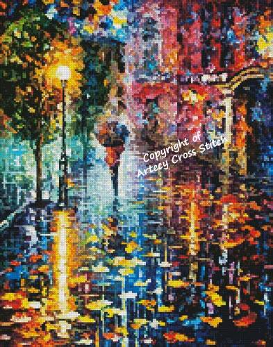cross stitch pattern Mini The Night Rain