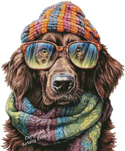 cross stitch pattern Mini Winter Retriever