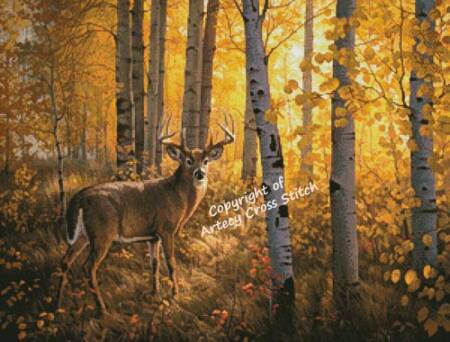 cross stitch pattern Whitetail in Aspens