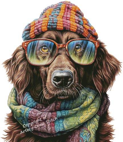cross stitch pattern Winter Retriever (Large)