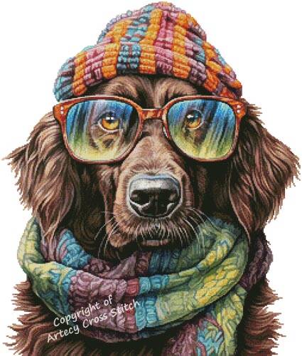 cross stitch pattern Winter Retriever