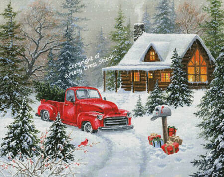 cross stitch pattern Christmas Tree Cabin (Large)