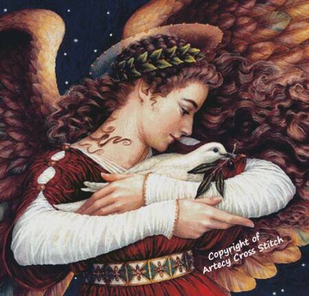 cross stitch pattern The Angel and the Dove (Large Crop)