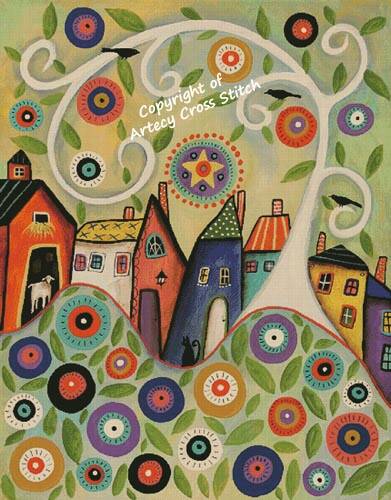 cross stitch pattern Blooming Town (Large)