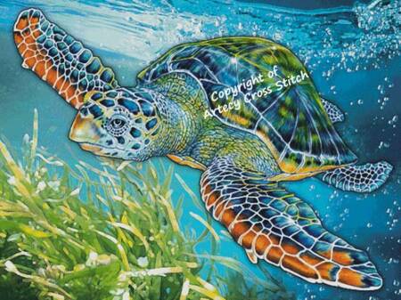 cross stitch pattern Colourful Sea Turtle (Large)