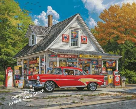 cross stitch pattern Country Gas and Grocery (Large)