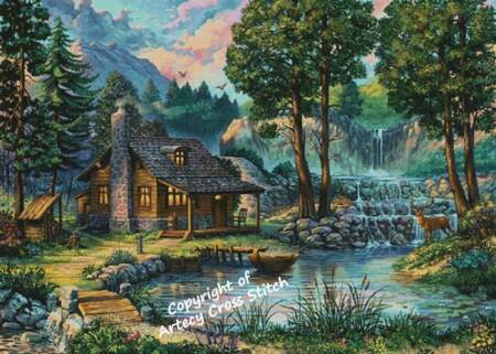 cross stitch pattern Country House by the Lake (Large)