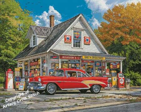 cross stitch pattern Country Gas and Grocery