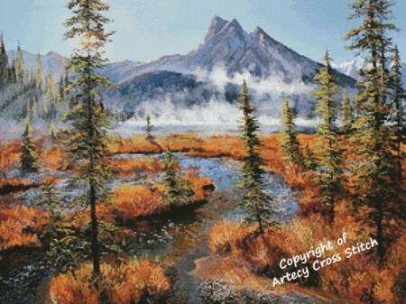 cross stitch pattern Emerald Lake Mists