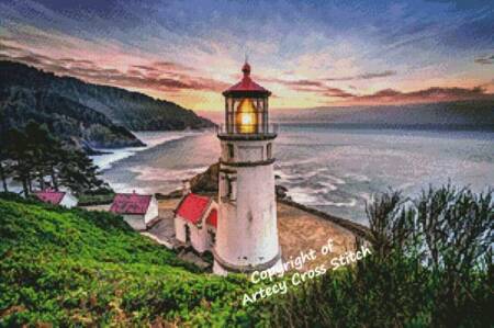 cross stitch pattern Heceta Head Lighthouse