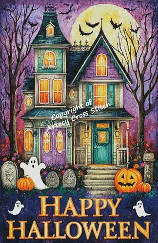 cross stitch pattern Happy Halloween House (Large)