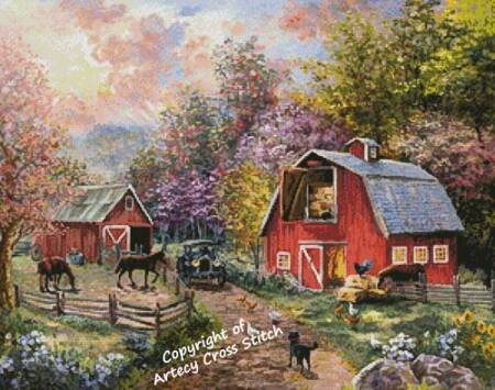 cross stitch pattern Horse Farm Glen