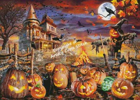 cross stitch pattern Halloween Spooky Pumpkins (Large)