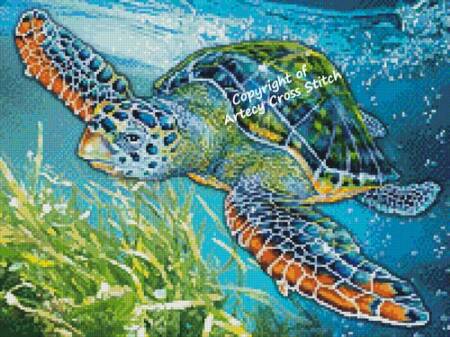 cross stitch pattern Mini Colourful Sea Turtle