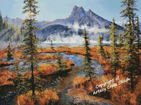 cross stitch pattern Mini Emerald Lake Mists