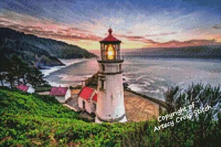 cross stitch pattern Mini Heceta Head Lighthouse