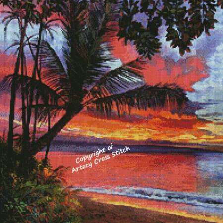 cross stitch pattern Mini Maui Sunset