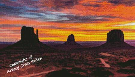 cross stitch pattern Mini Monument Valley Sunset