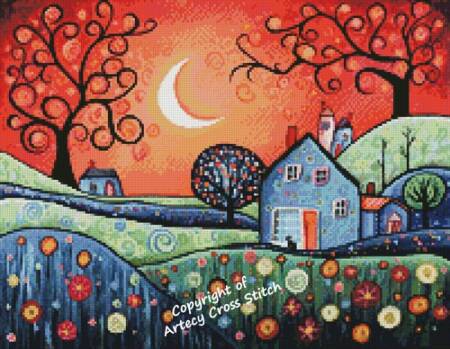 cross stitch pattern Mini Warm Evening Sky