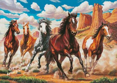 cross stitch pattern Running Wild Horses