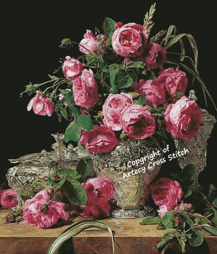 cross stitch pattern Roses Painting (Large)